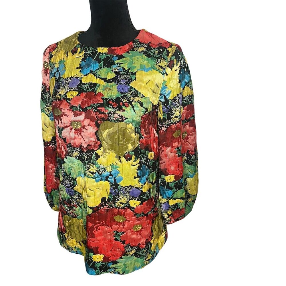 Tuckernuck Women's‎ Floral Jackie Blouse 3/4 Sleeve Multicolor Size S - Picture 4 of 7